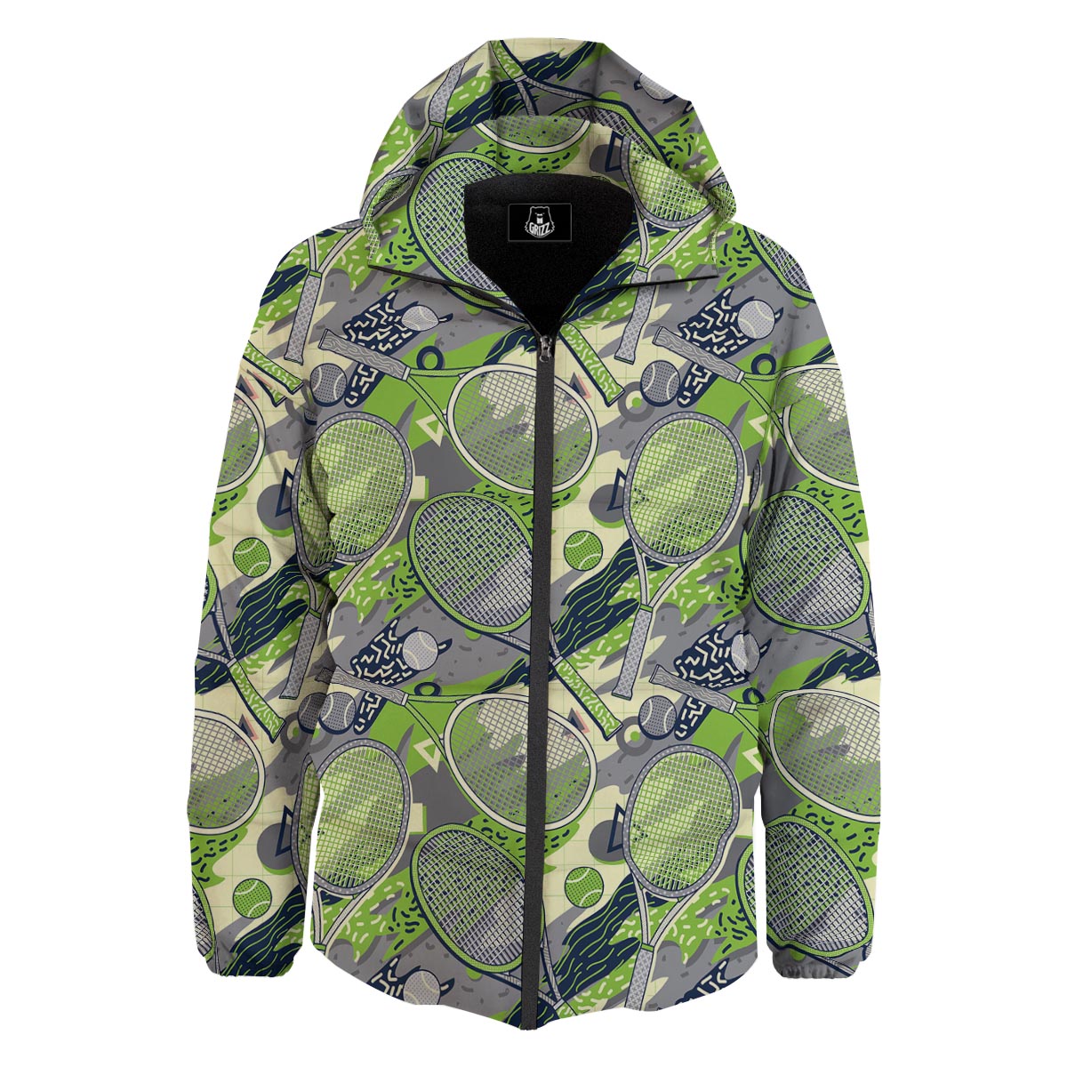 Racket And Tennis Ball Print Pattern Down Jacket-grizzshop