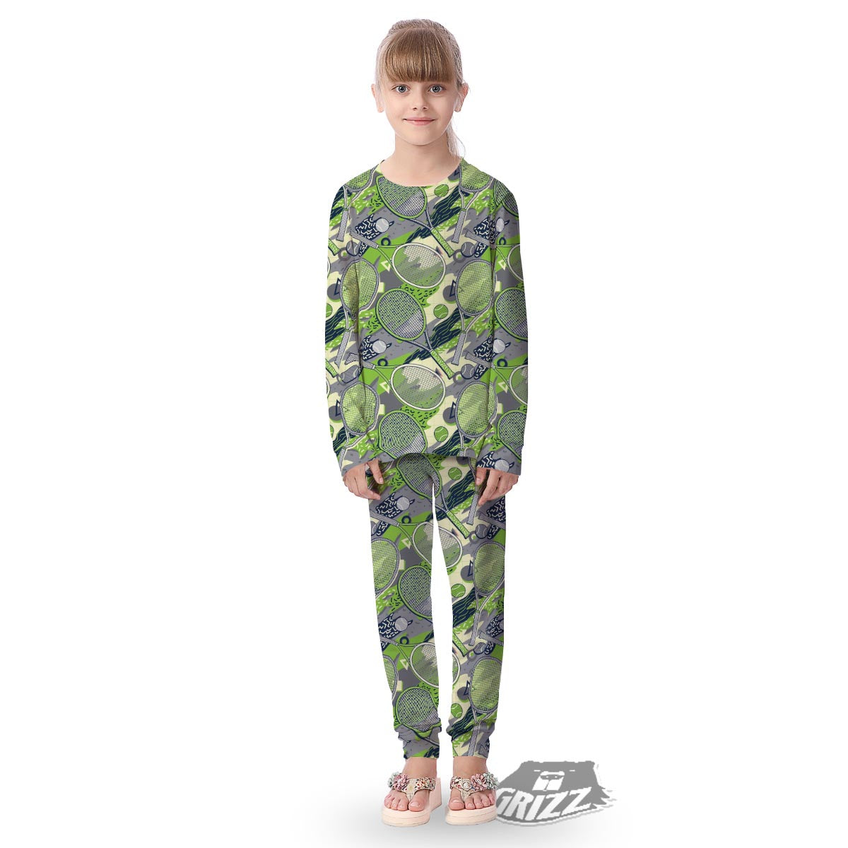 Racket And Tennis Ball Print Pattern Kid's Pajamas-grizzshop