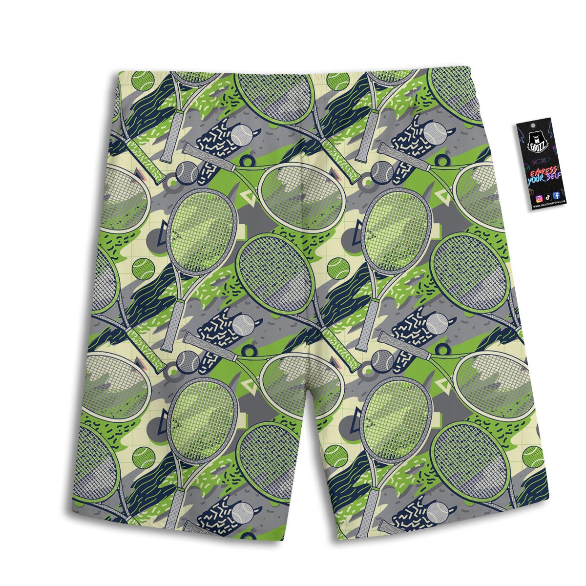 Racket And Tennis Ball Print Pattern Men's Athletic Shorts