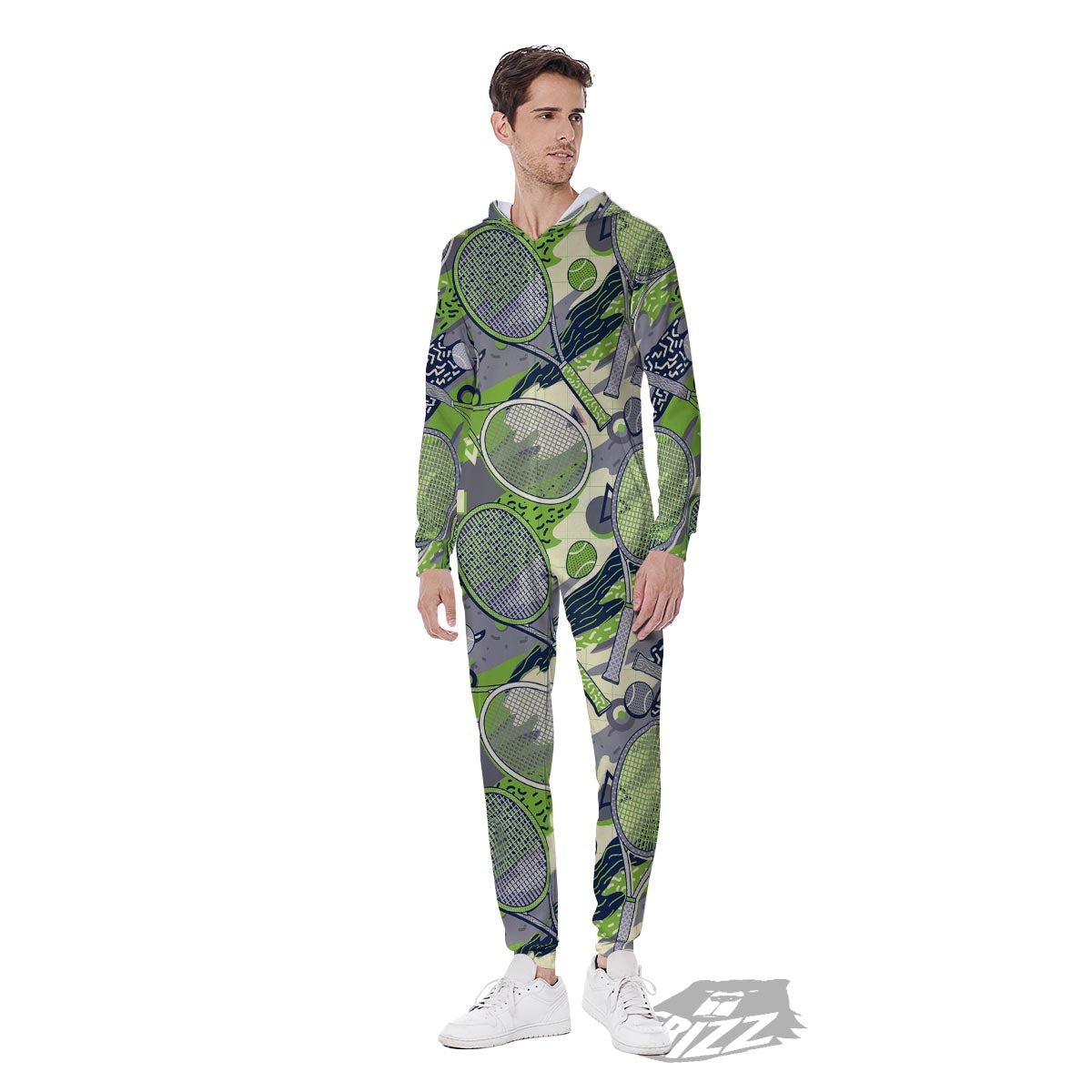 Racket And Tennis Ball Print Pattern Men's Jumpsuit-grizzshop