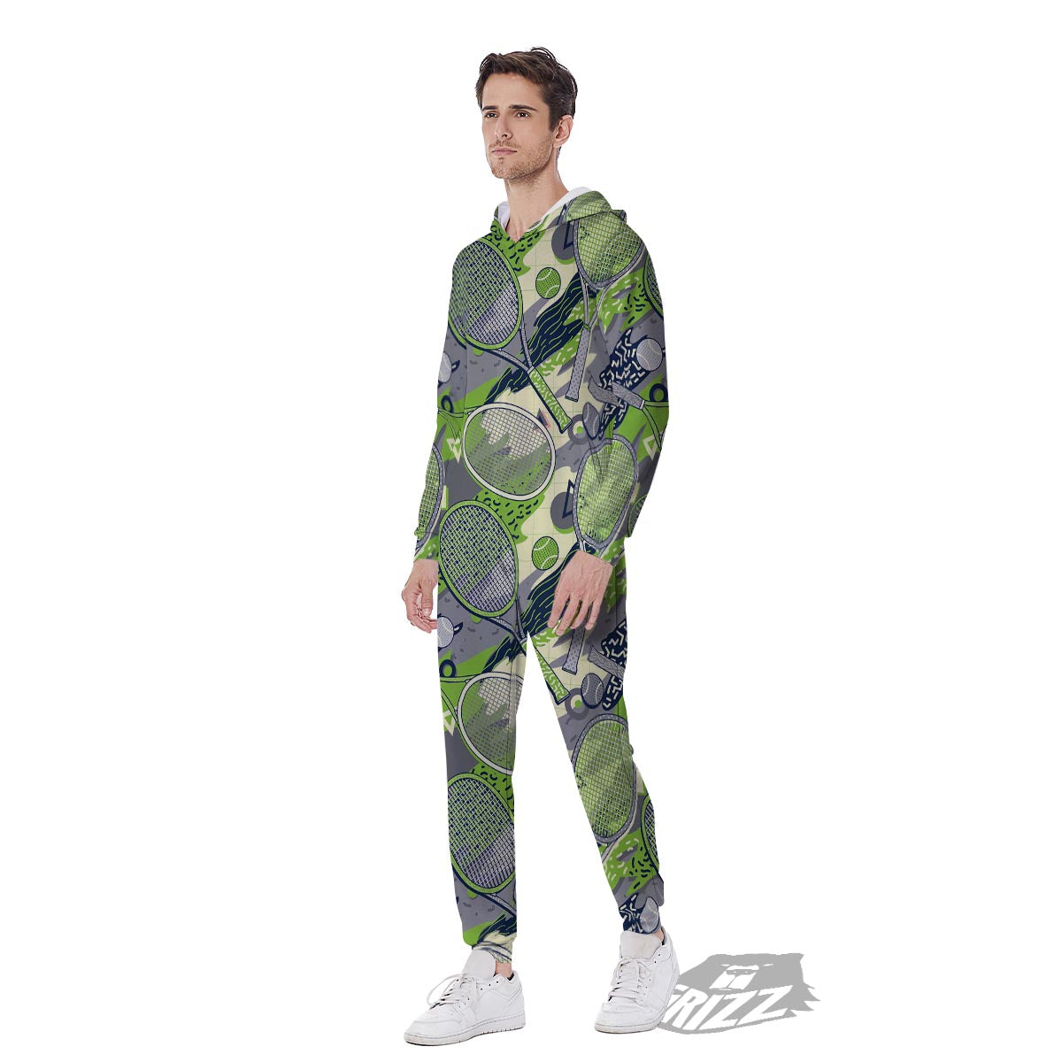 Racket And Tennis Ball Print Pattern Men's Jumpsuit-grizzshop