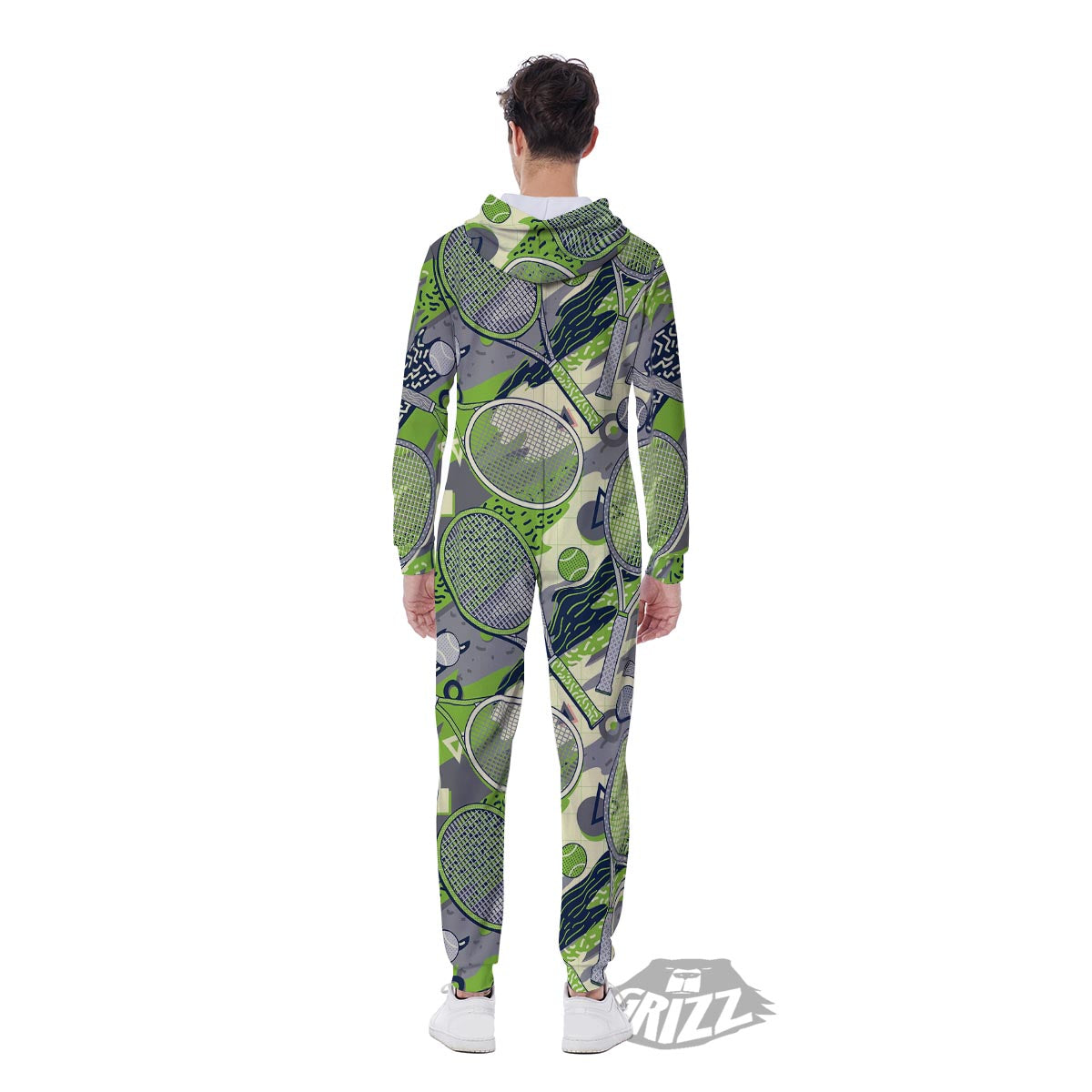 Racket And Tennis Ball Print Pattern Men's Jumpsuit-grizzshop