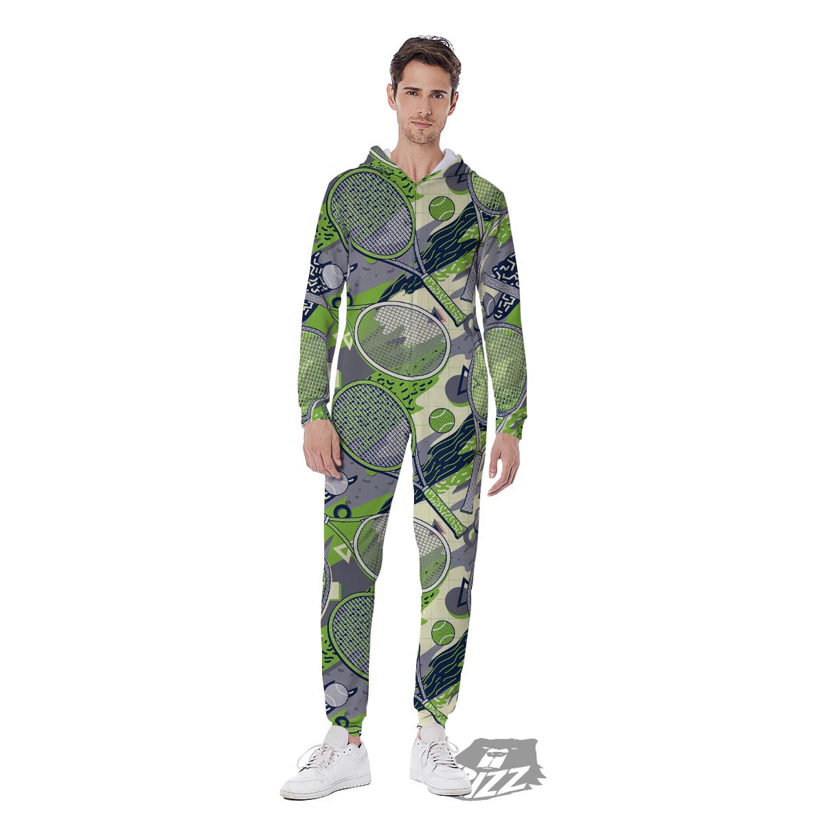 Racket And Tennis Ball Print Pattern Men's Jumpsuit-grizzshop