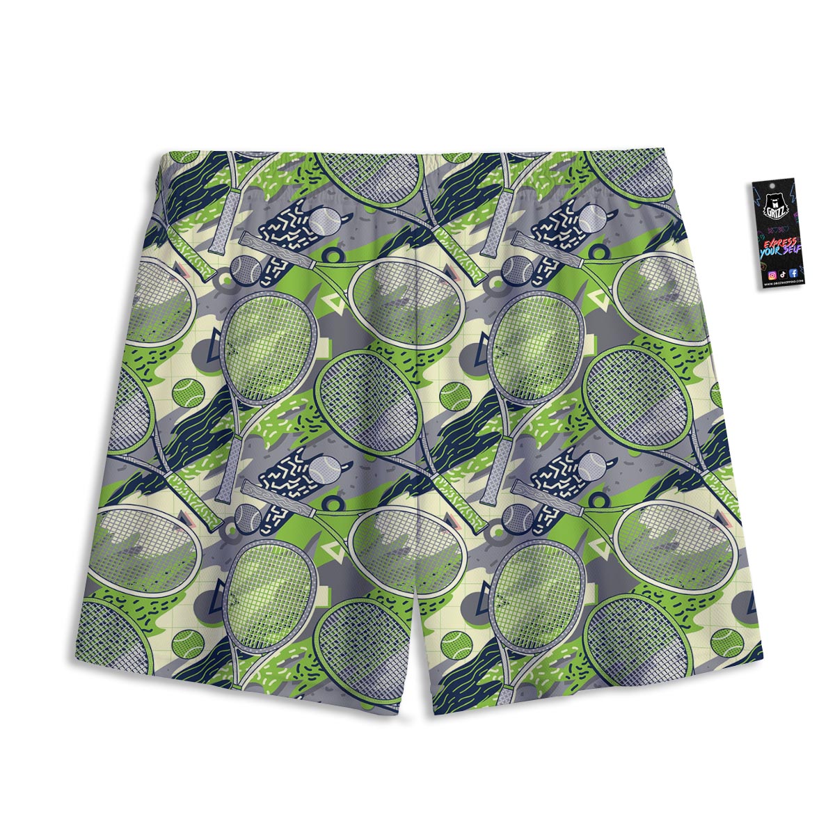 Racket And Tennis Ball Print Pattern Mesh Shorts