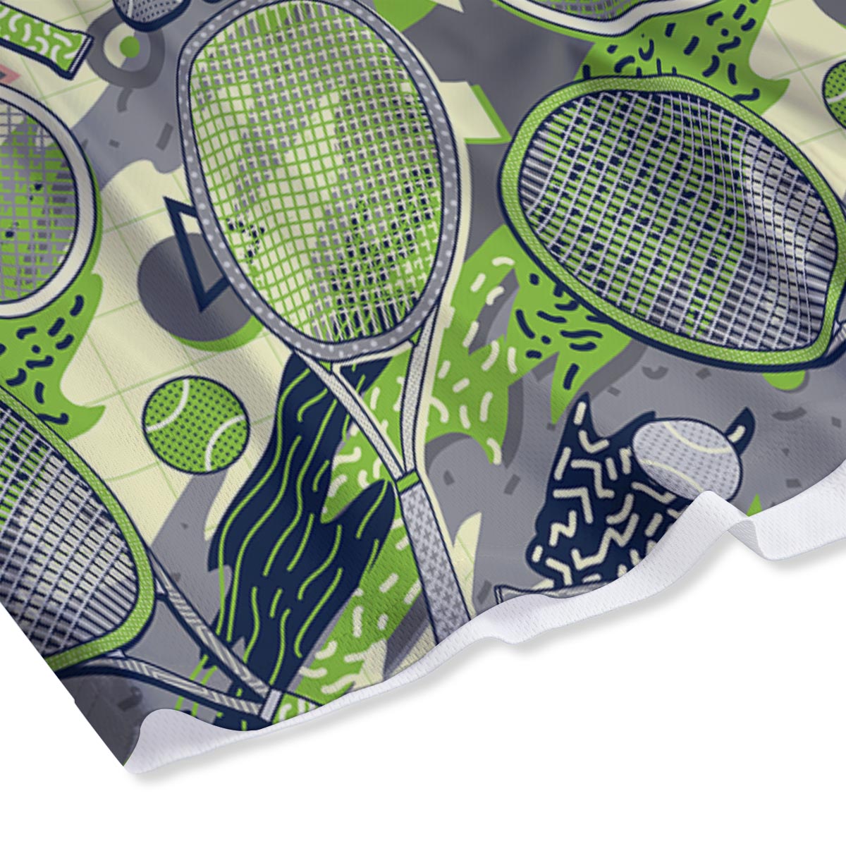 Racket And Tennis Ball Print Pattern Mesh Shorts