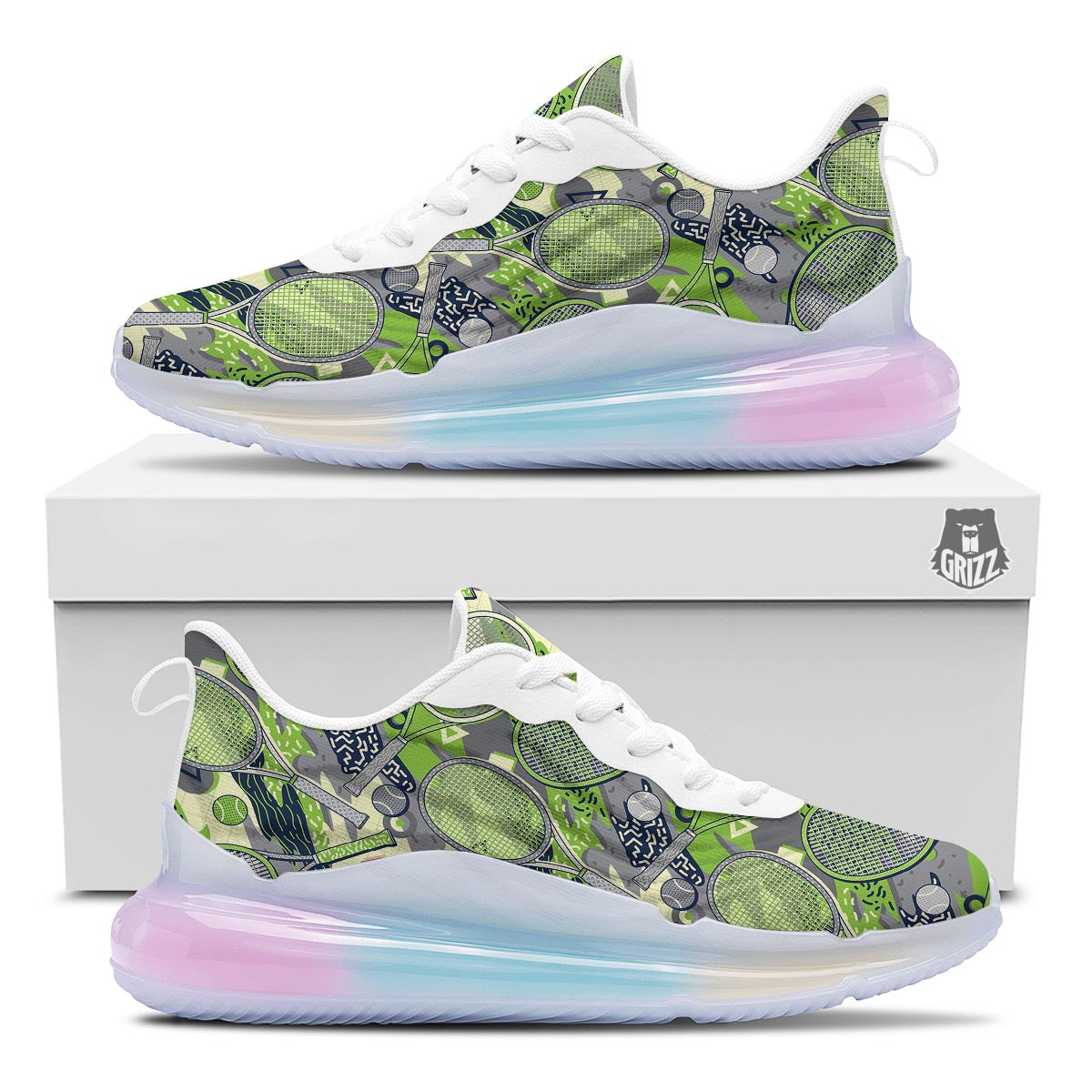 Racket And Tennis Ball Print Pattern Running Sneakers-grizzshop