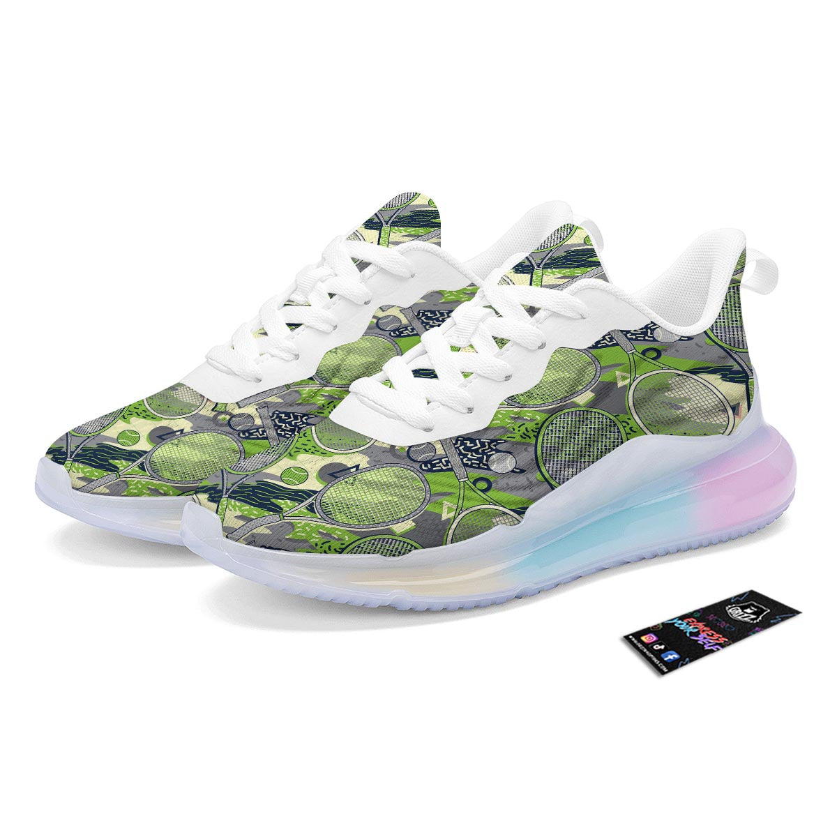 Racket And Tennis Ball Print Pattern Running Sneakers-grizzshop