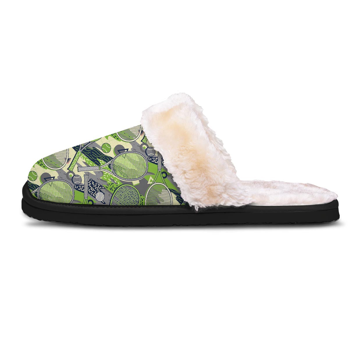 Racket And Tennis Ball Print Pattern Slippers-grizzshop