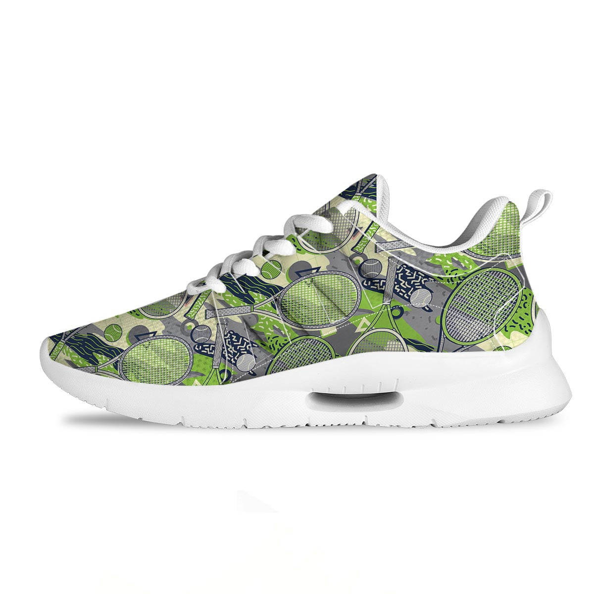 Racket And Tennis Ball Print Pattern Tennis Shoes-grizzshop