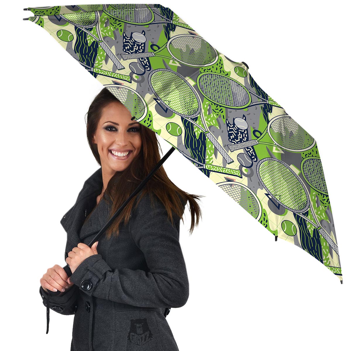 Racket And Tennis Ball Print Pattern Umbrella-grizzshop