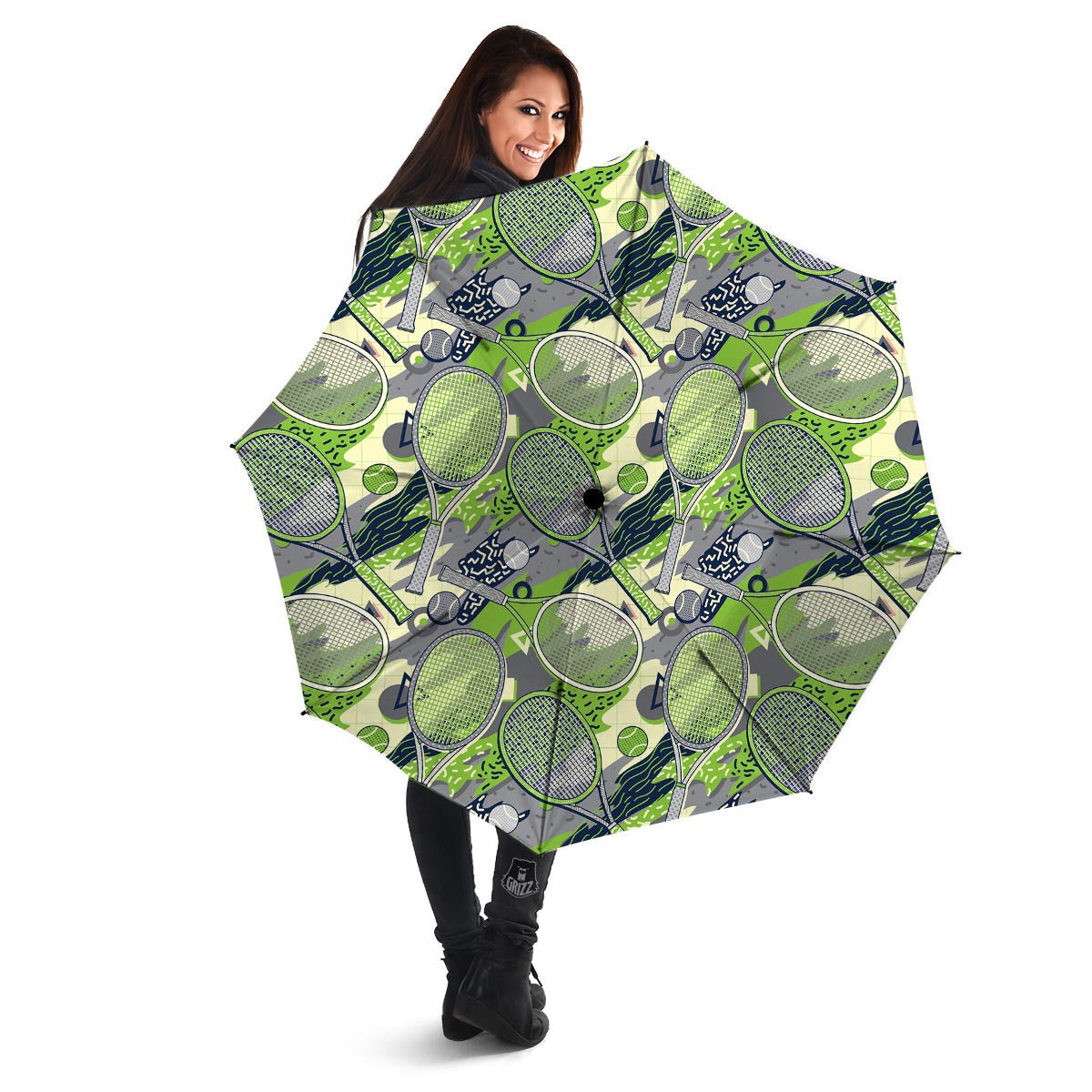 Racket And Tennis Ball Print Pattern Umbrella-grizzshop