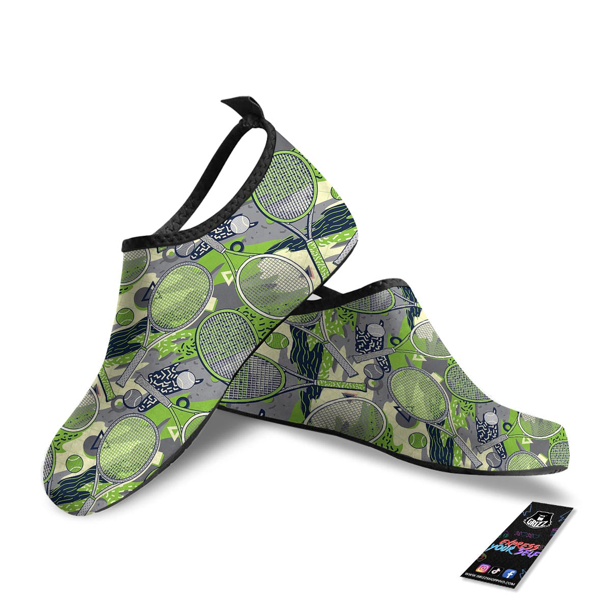 Racket And Tennis Ball Print Pattern Water Shoes-grizzshop
