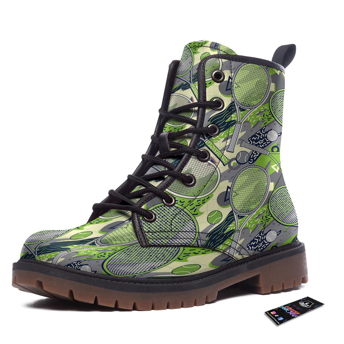 Racket And Tennis Ball Print Pattern Work Boots-grizzshop