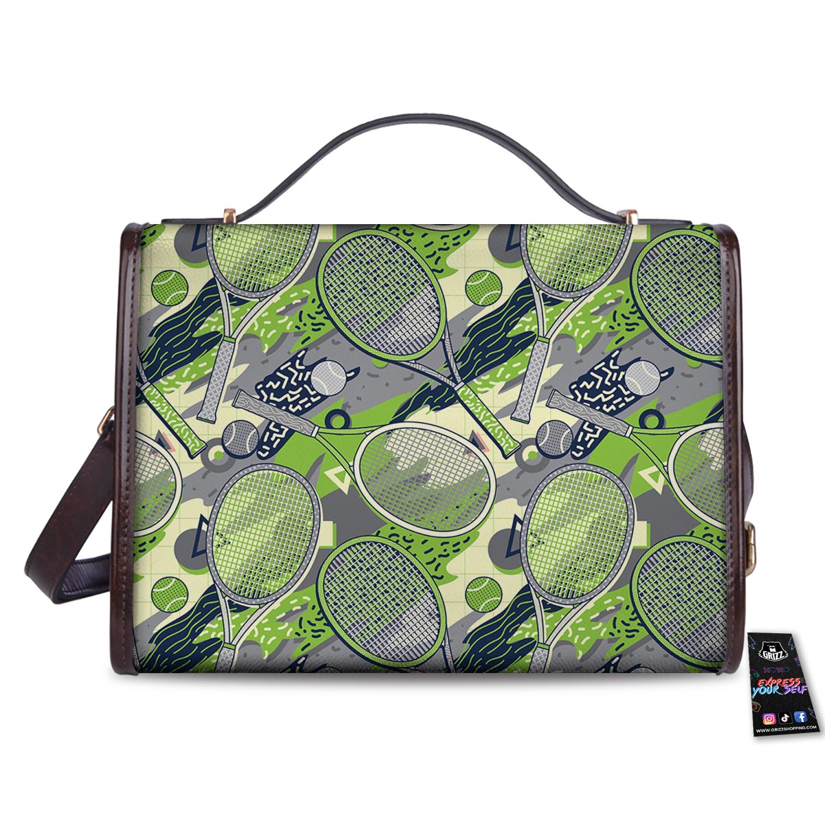 Racket And Tennis Ball Print Pattern Women's Satchel Bag