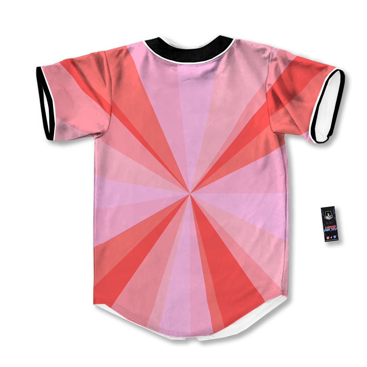 Radial Rays Pink Print Baseball Jersey-grizzshop