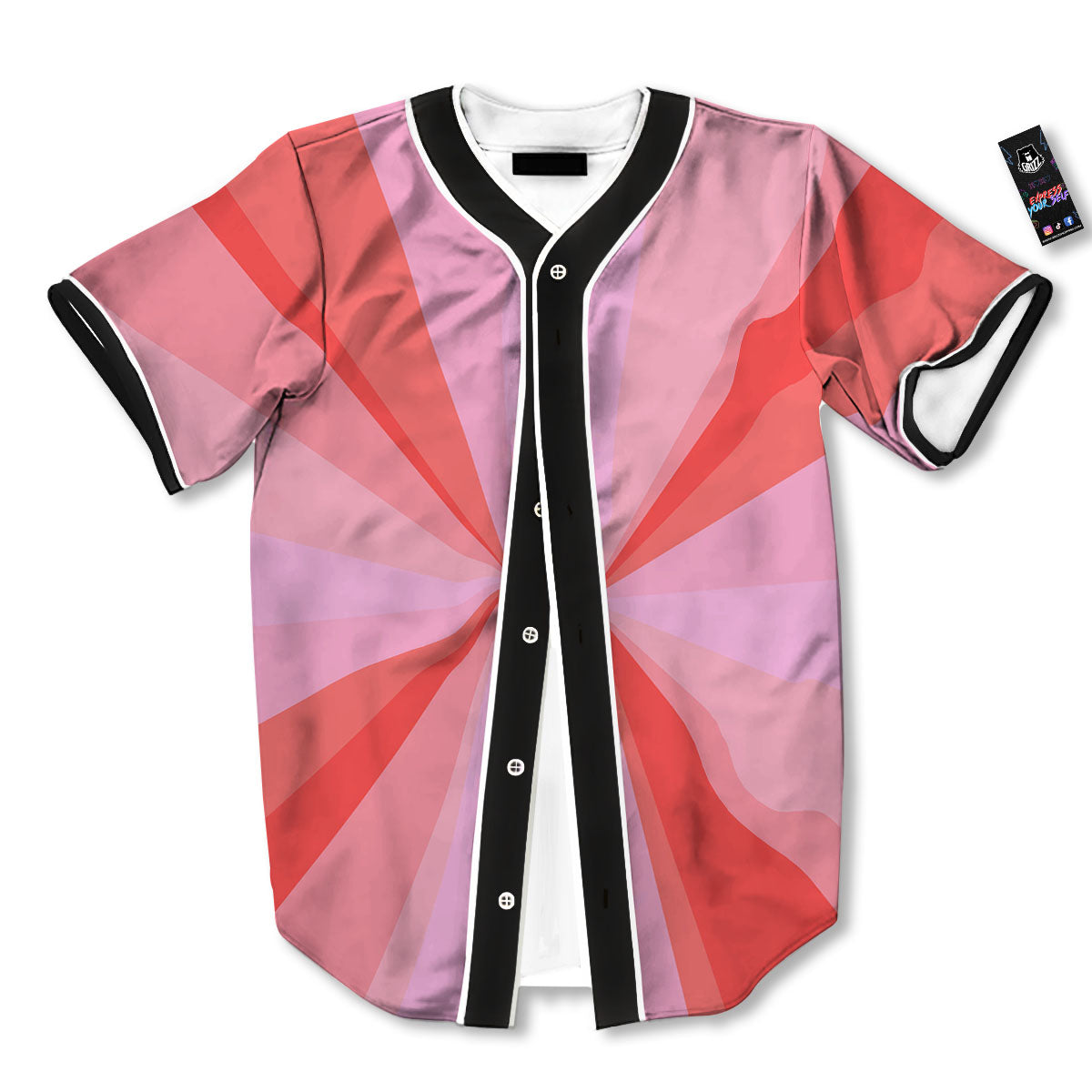 Radial Rays Pink Print Baseball Jersey-grizzshop