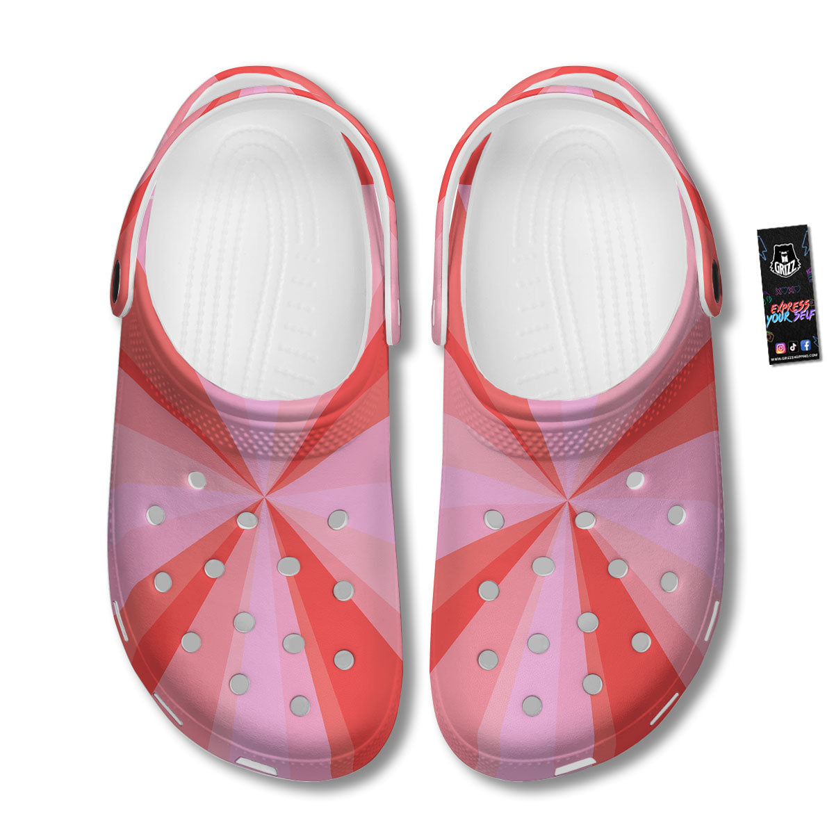 Radial Rays Pink Print Clog-grizzshop