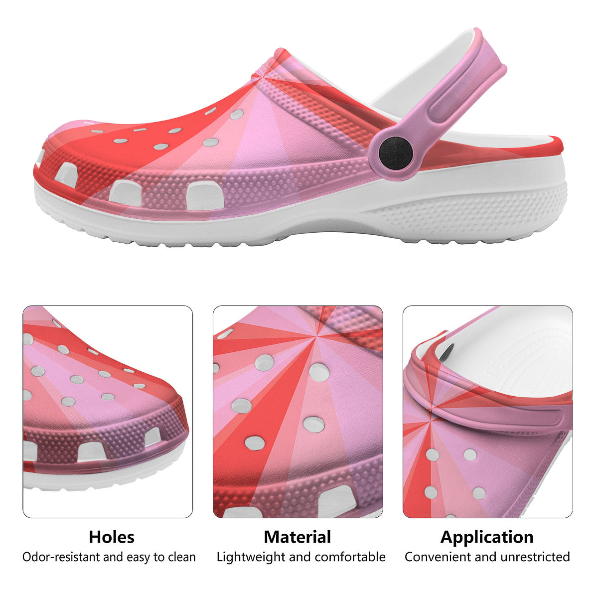 Radial Rays Pink Print Clog-grizzshop