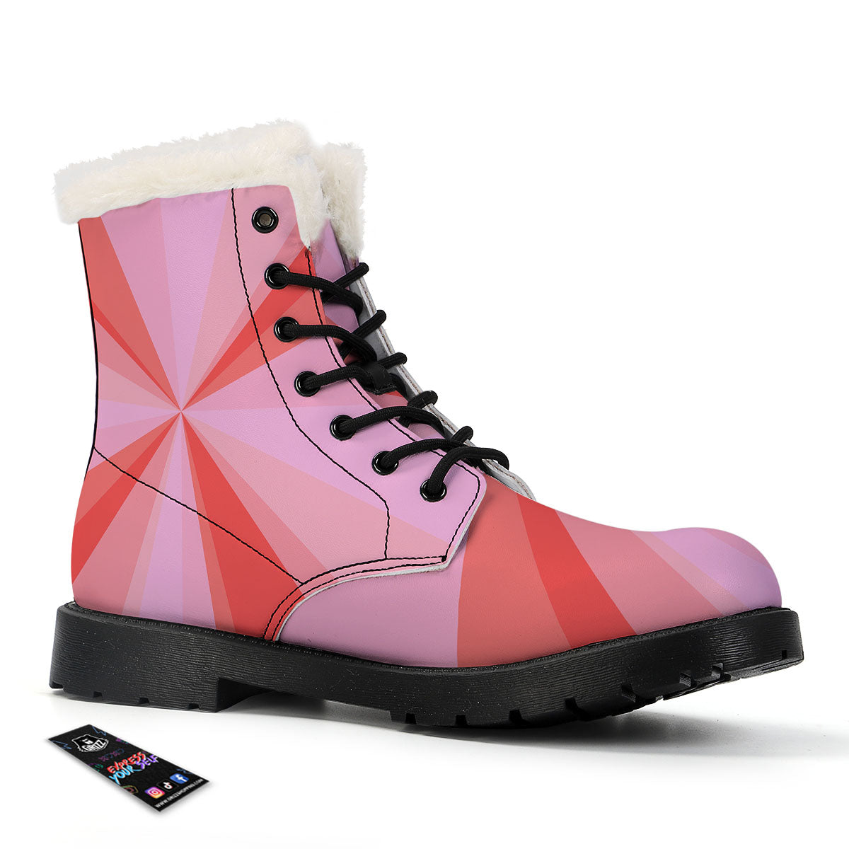 Radial Rays Pink Print Winter Boots-grizzshop