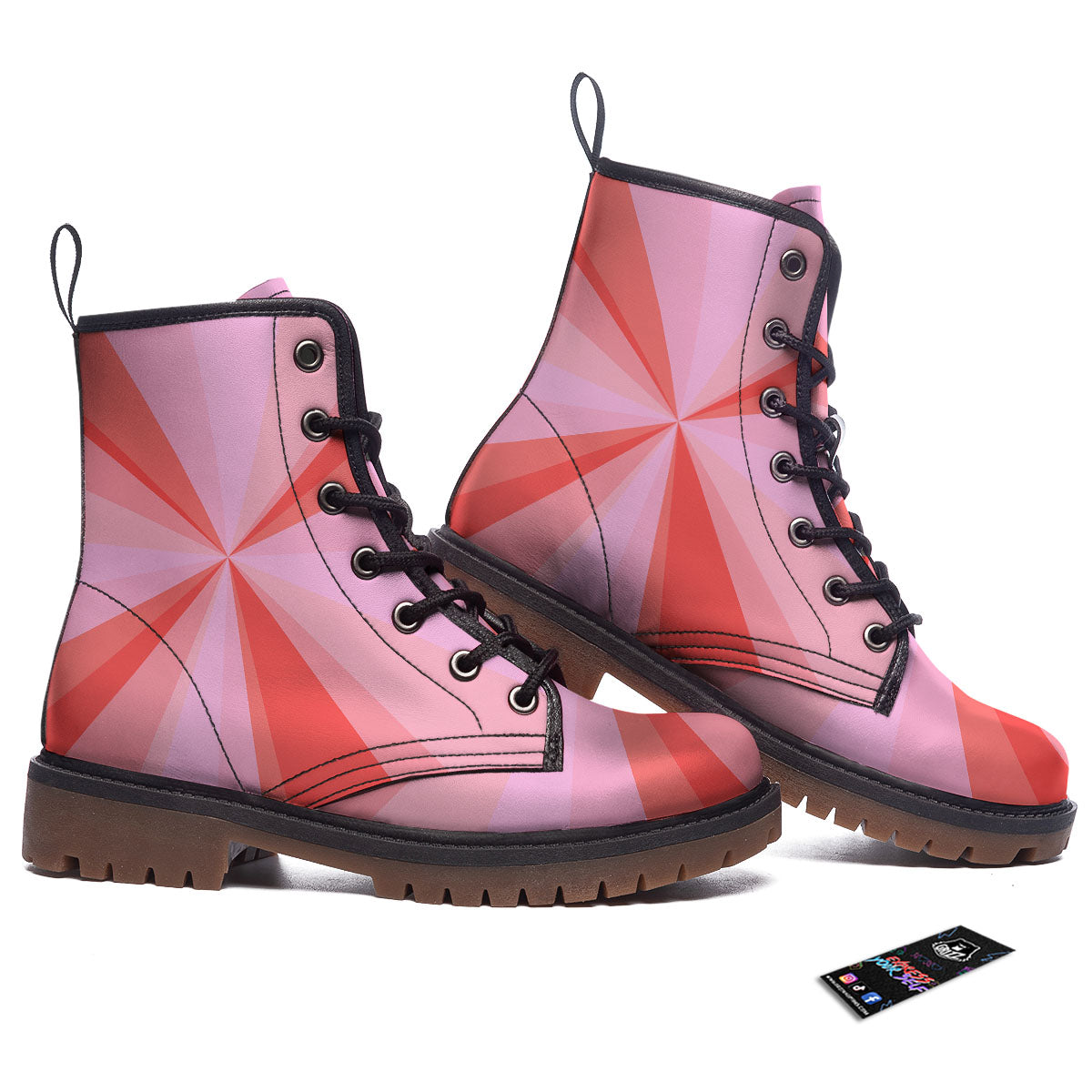 Radial Rays Pink Print Work Boots-grizzshop