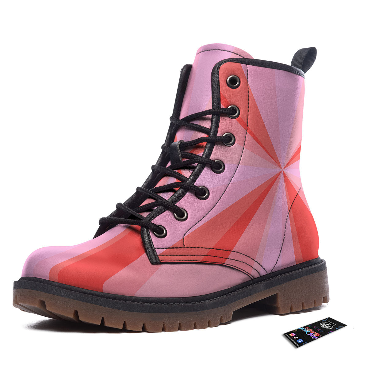 Radial Rays Pink Print Work Boots-grizzshop