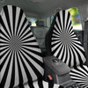 Radial Rays White And Black Print Car Seat Covers-grizzshop