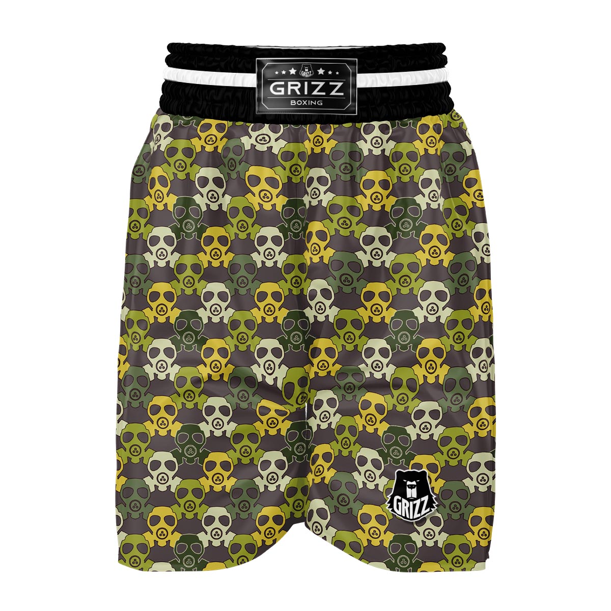 Radiation Mask Pattern Print Boxing Shorts-grizzshop