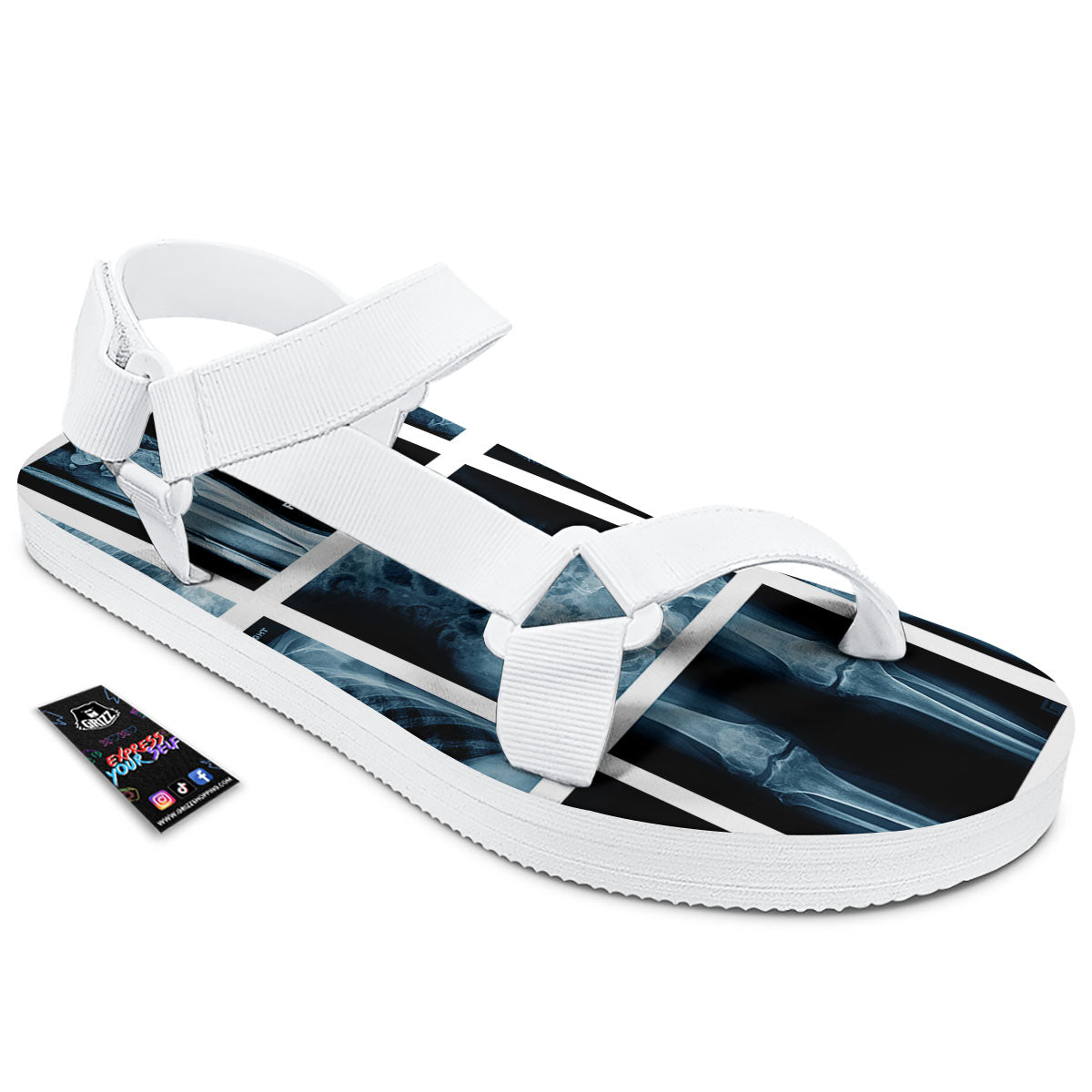 Radiology X-Ray Film Print White Open Toe Sandals-grizzshop
