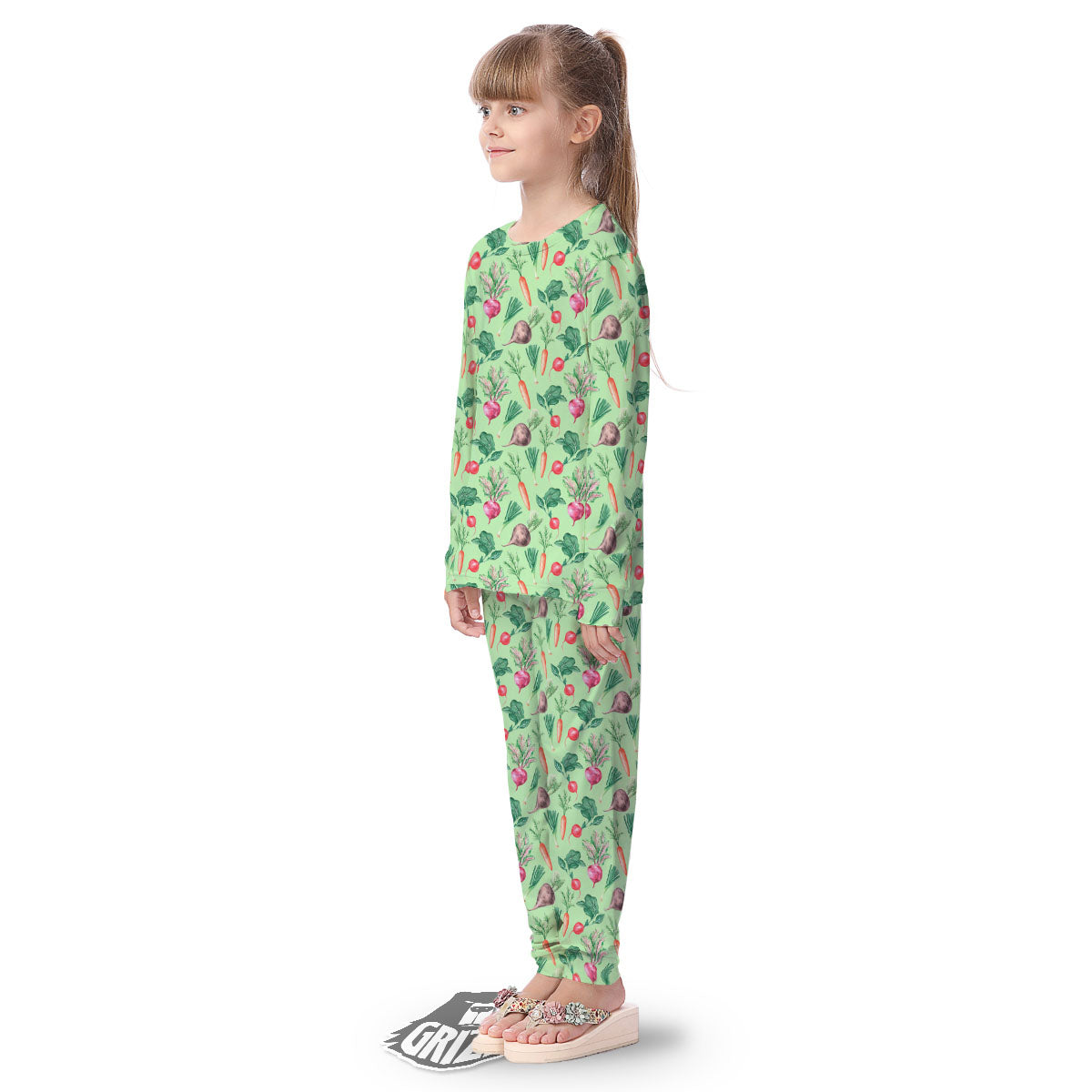 Radish And Watercolor Carrot Print Pattern Kid's Pajamas-grizzshop