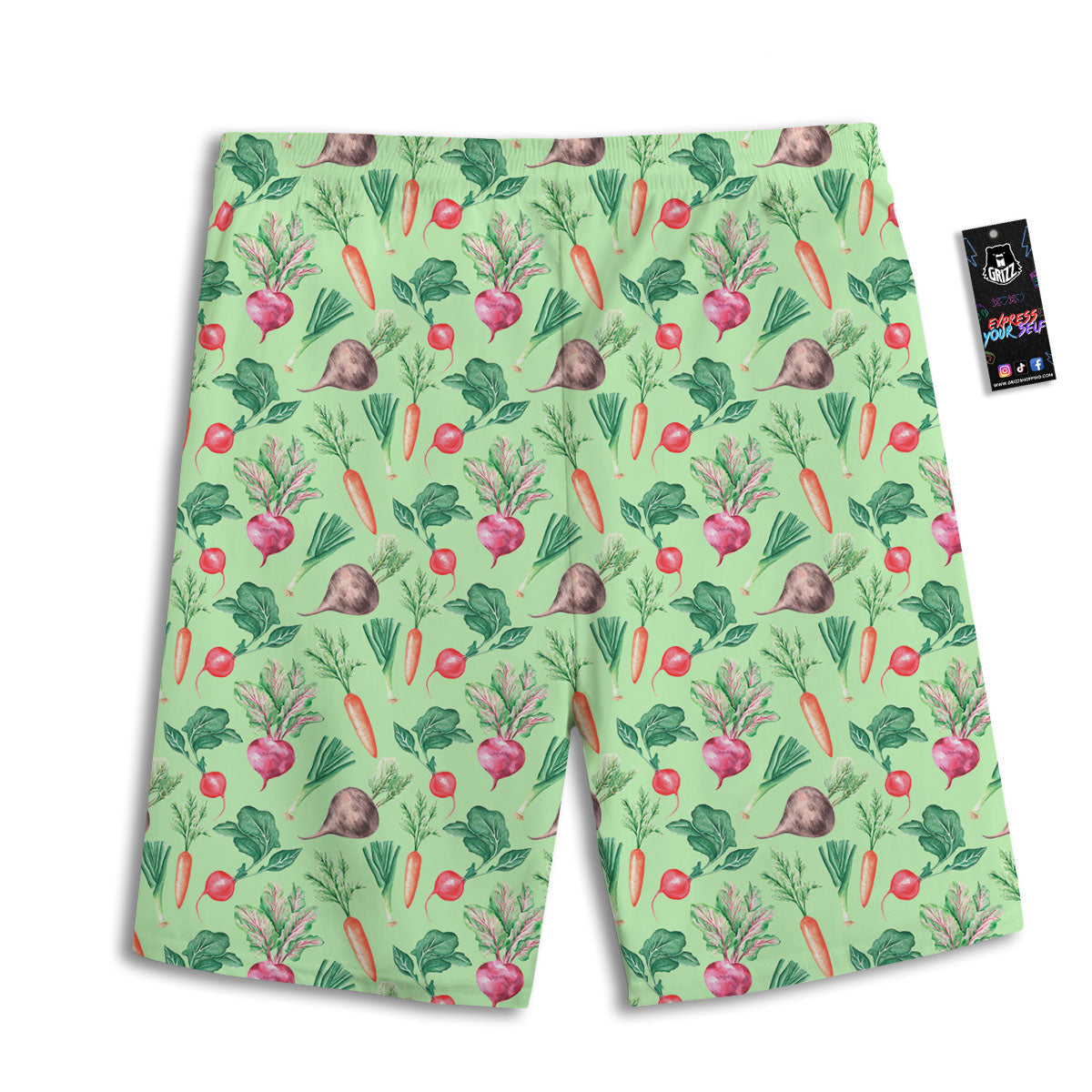 Radish And Watercolor Carrot Print Pattern Men's Athletic Shorts