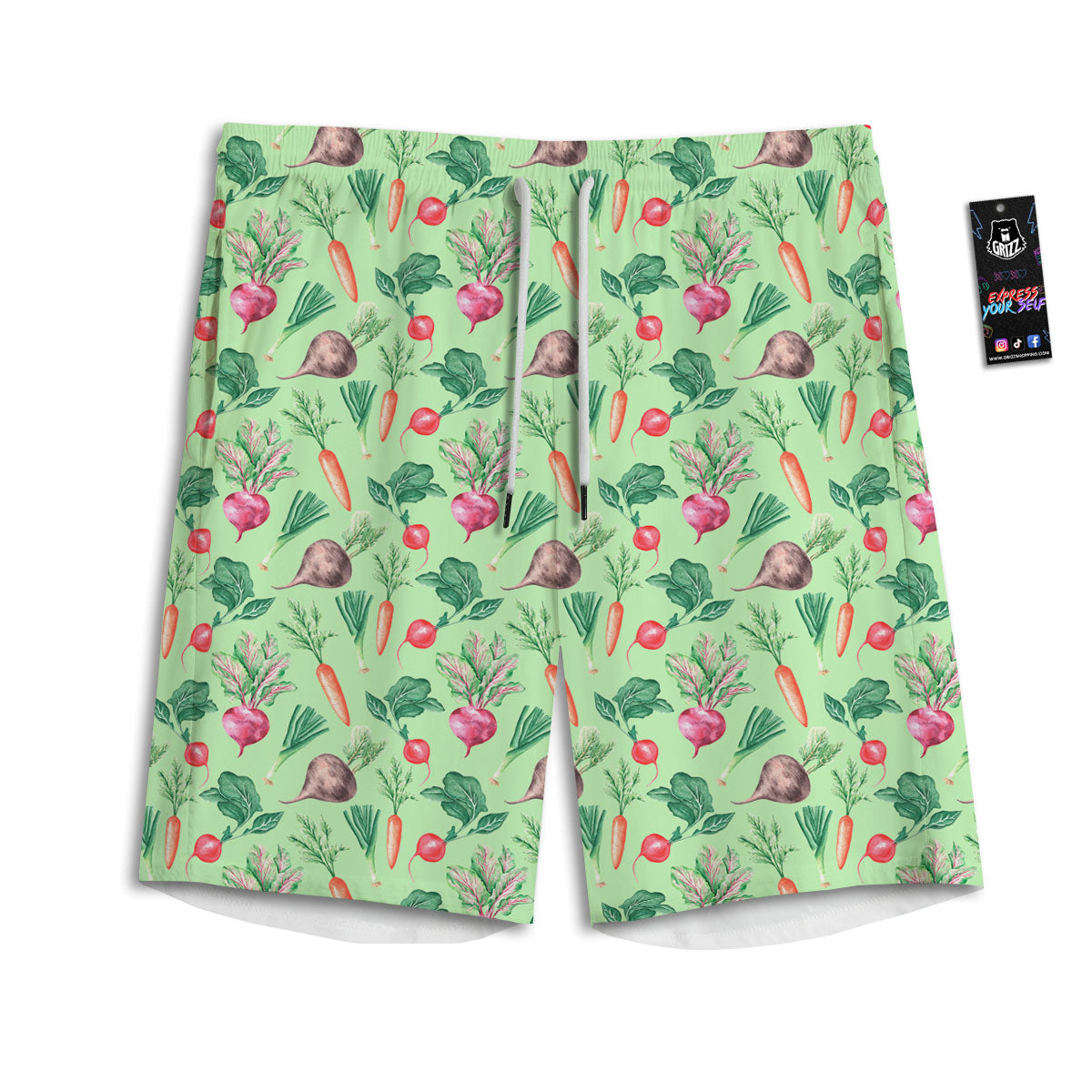 Radish And Watercolor Carrot Print Pattern Men's Athletic Shorts