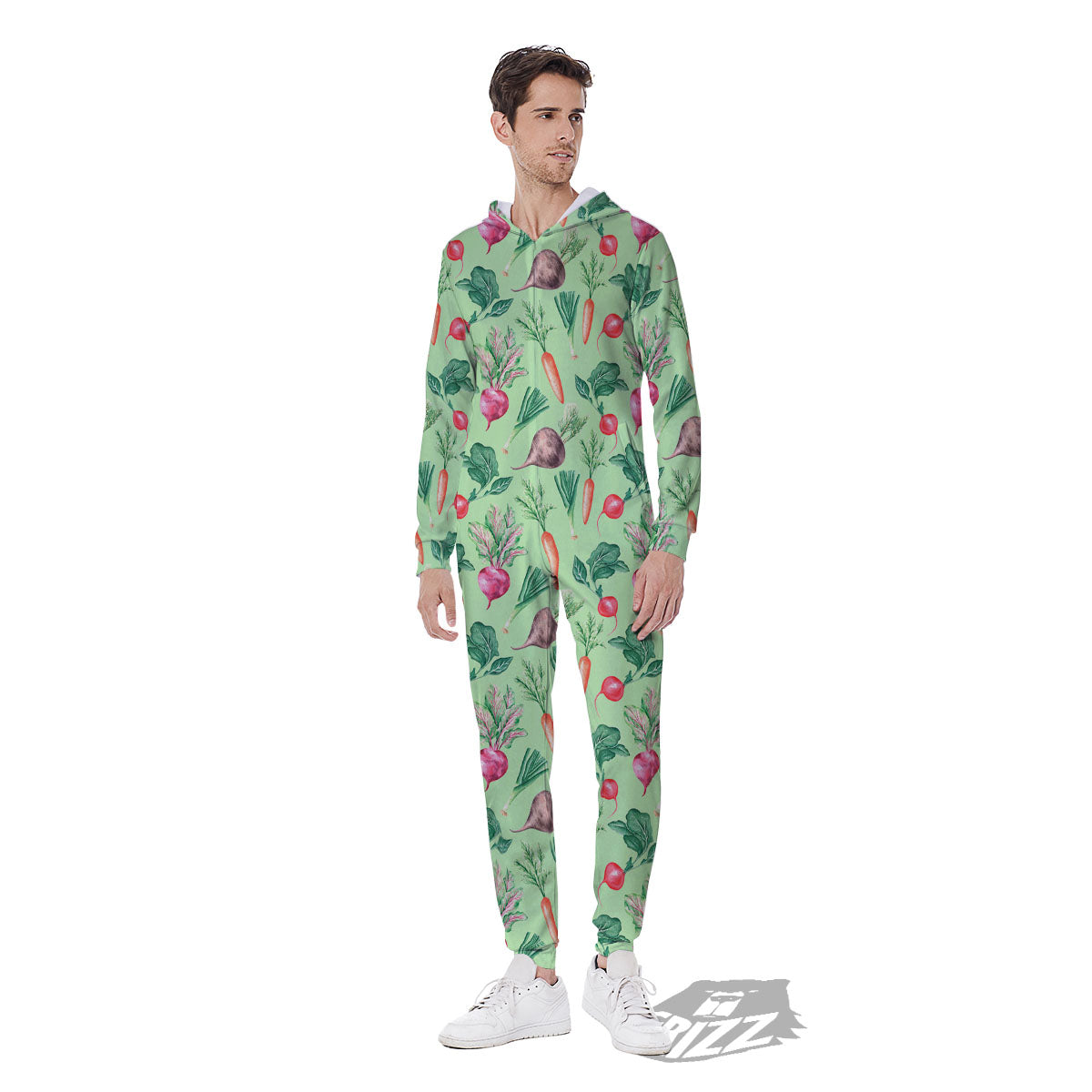 Radish And Watercolor Carrot Print Pattern Men's Jumpsuit-grizzshop