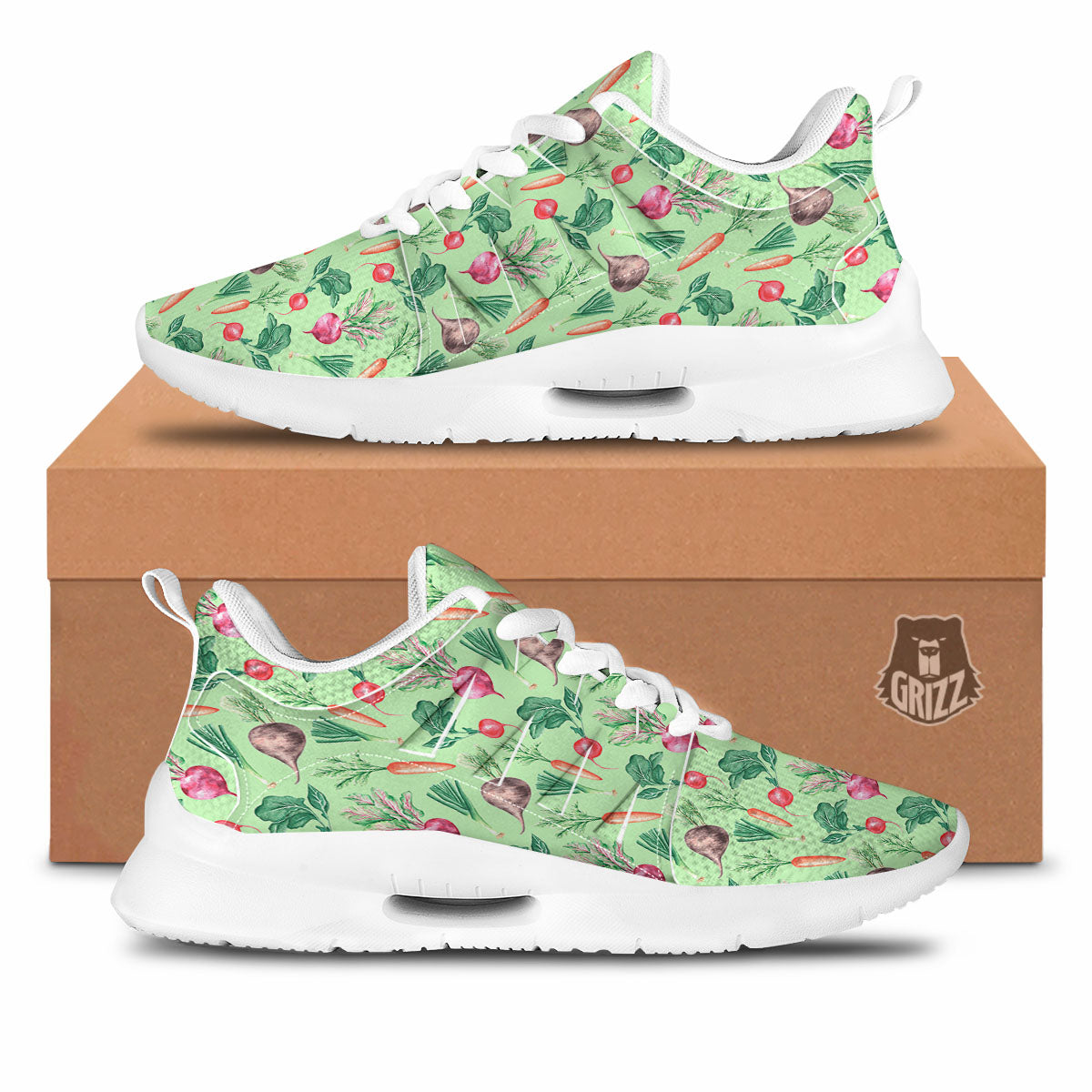 Radish And Watercolor Carrot Print Pattern Tennis Shoes-grizzshop