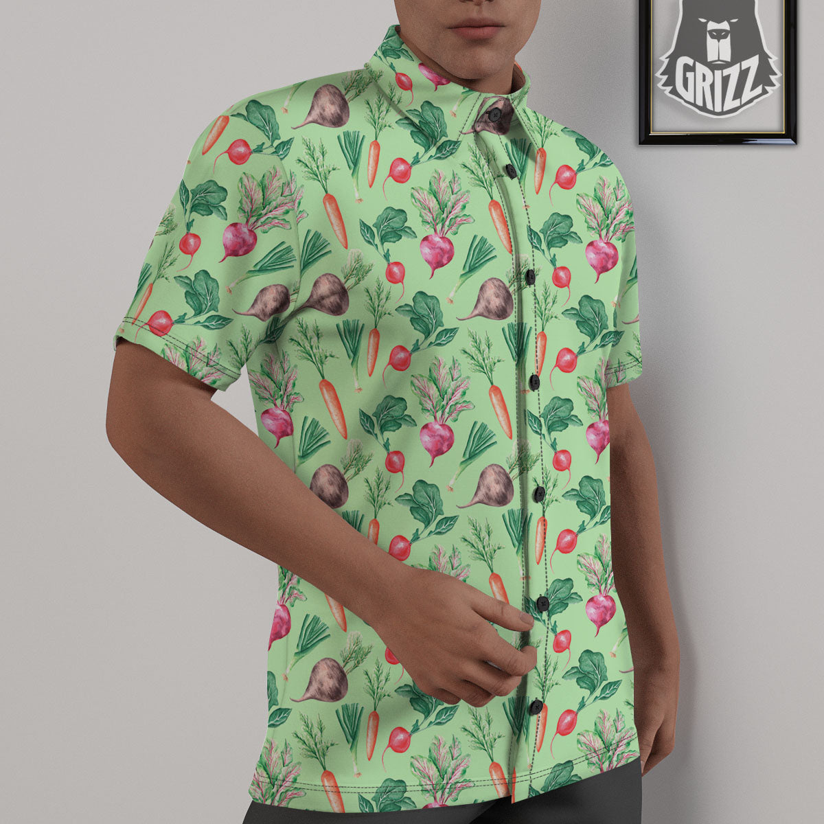 Radish And Watercolor Carrot Print Pattern Untucked Shirts-grizzshop