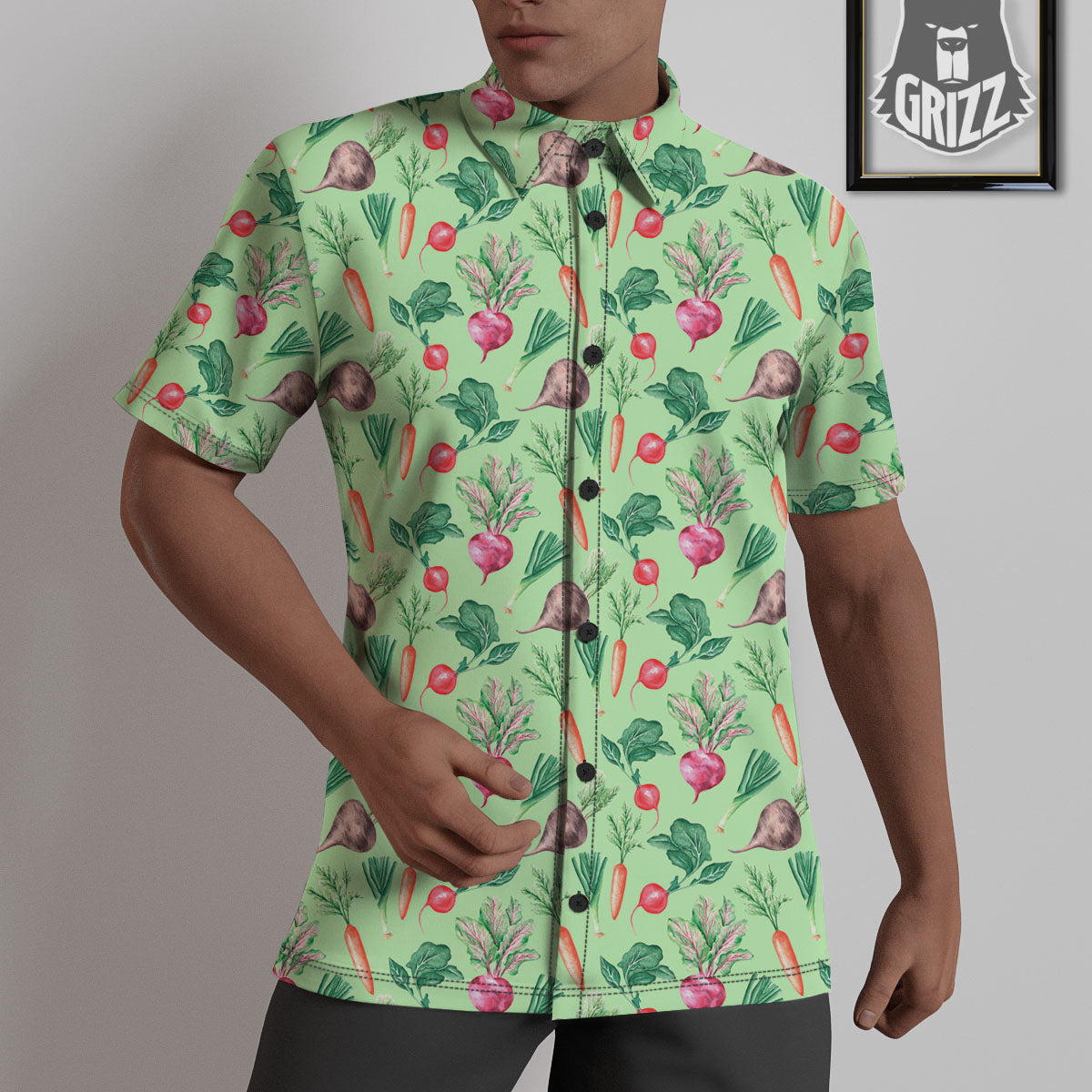 Radish And Watercolor Carrot Print Pattern Untucked Shirts-grizzshop