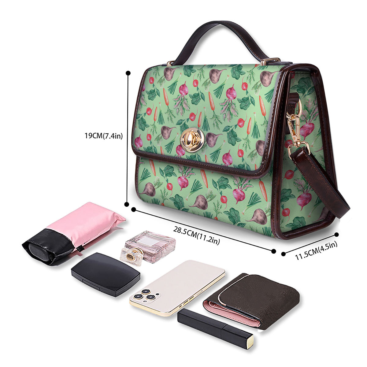 Radish And Watercolor Carrot Print Pattern Women's Satchel Bag