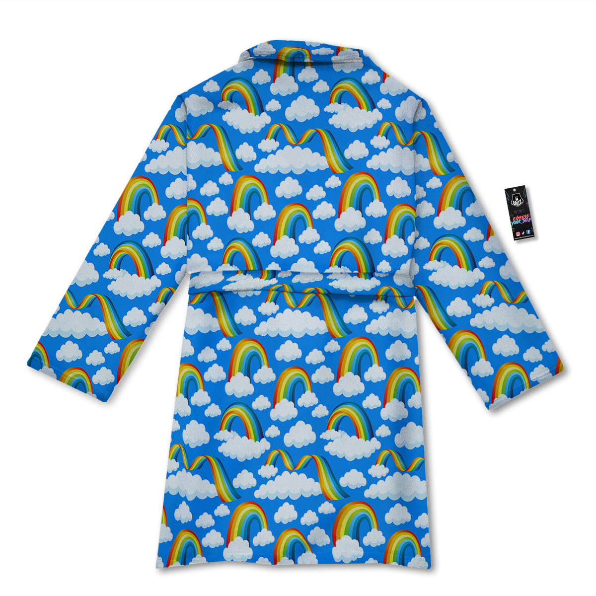 Rainbow And Clouds Blue Print Pattern Bathrobe-grizzshop