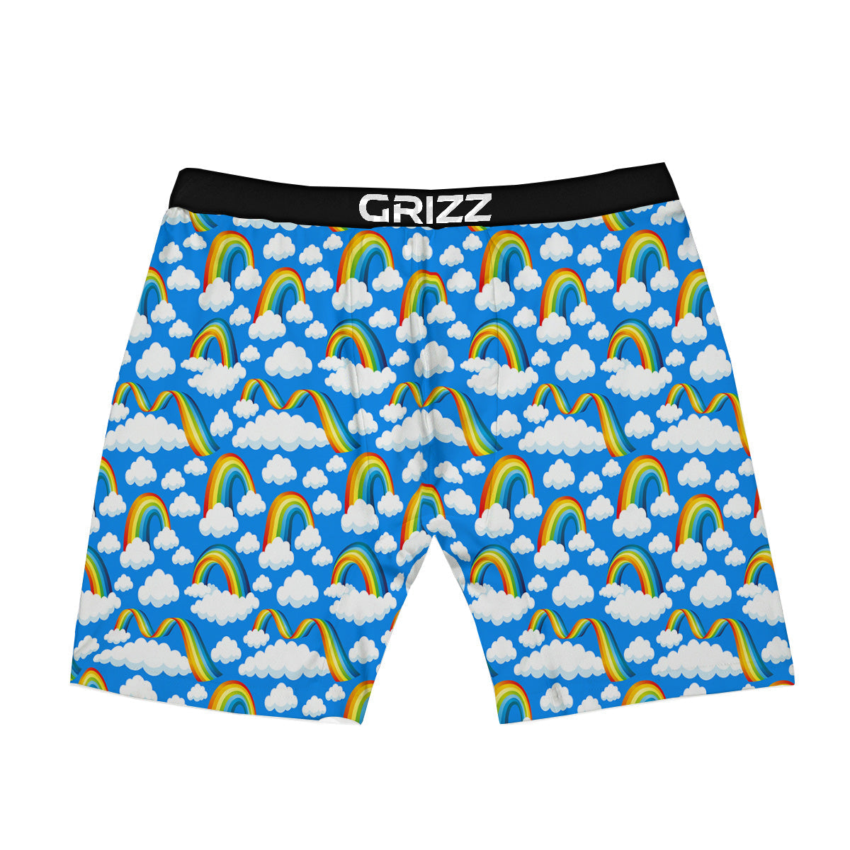 Rainbow And Clouds Blue Print Pattern Boxer Briefs-grizzshop