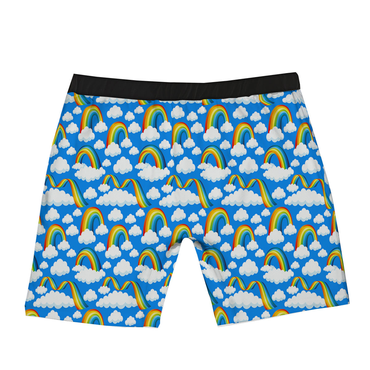 Rainbow And Clouds Blue Print Pattern Boxer Briefs-grizzshop