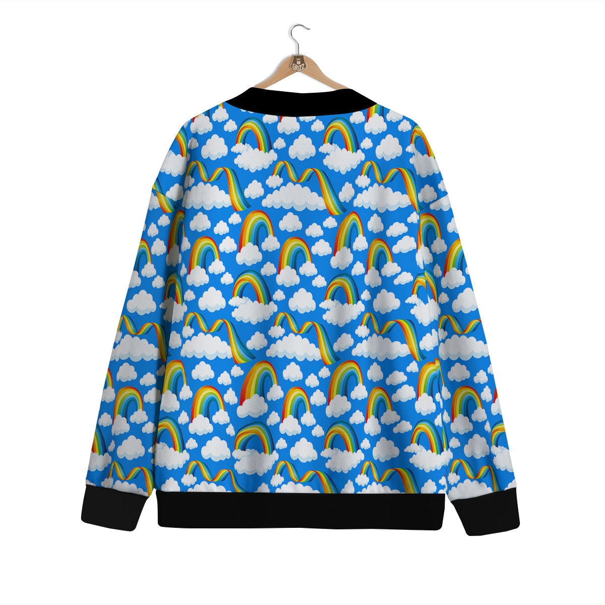 Rainbow And Clouds Blue Print Pattern Cardigan-grizzshop