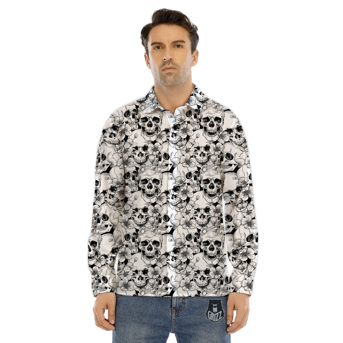 Rainbow And Clouds Blue Print Pattern Men's Dress Shirts-grizzshop