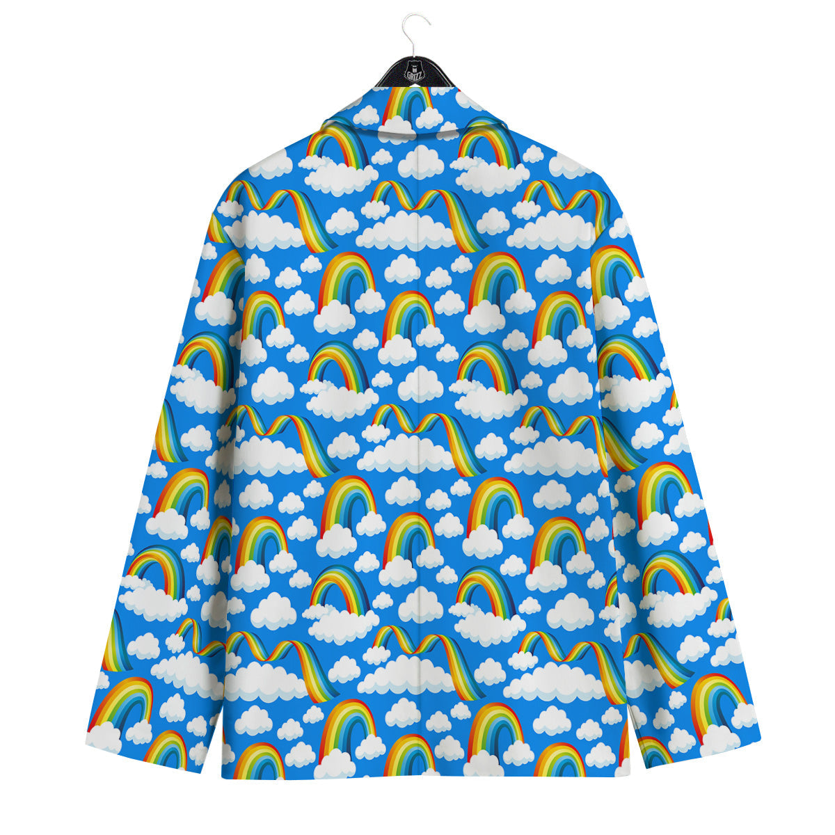 Rainbow And Clouds Blue Print Pattern Men's Sport Coat-grizzshop