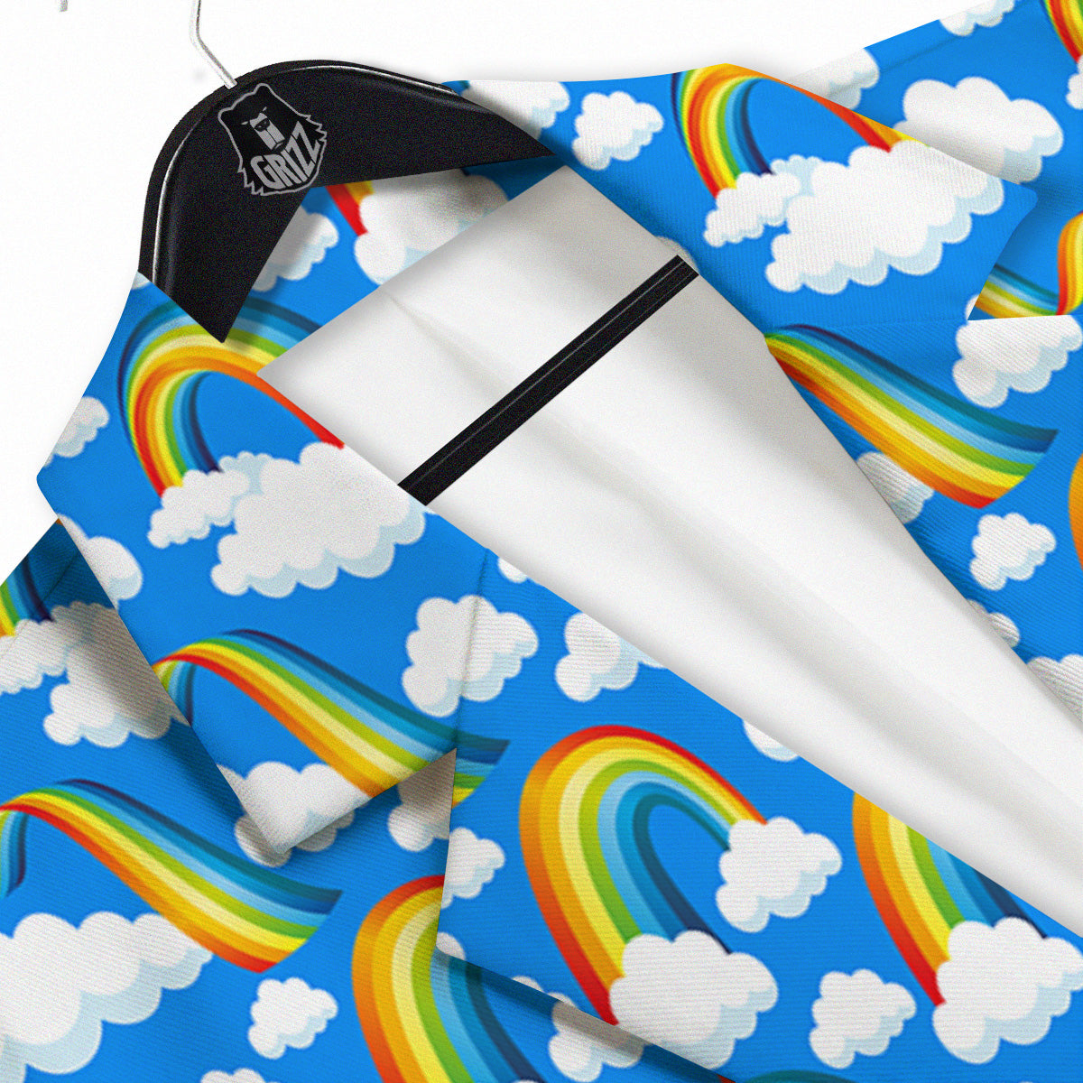 Rainbow And Clouds Blue Print Pattern Men's Sport Coat-grizzshop