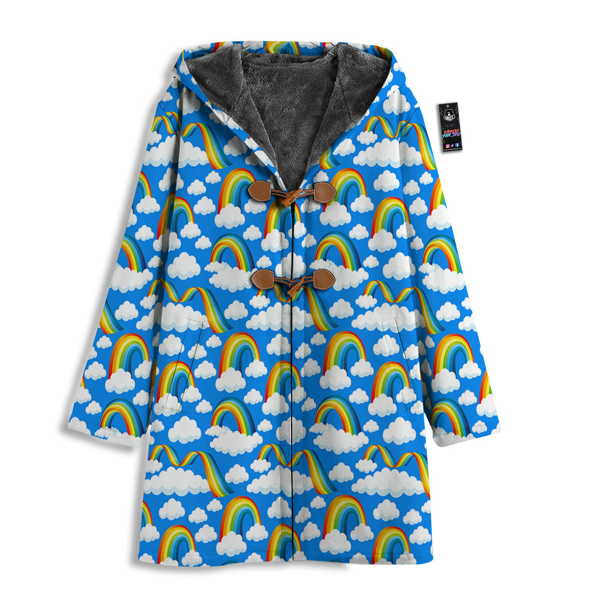 Rainbow And Clouds Blue Print Pattern Men's Windbreaker Jacket-grizzshop