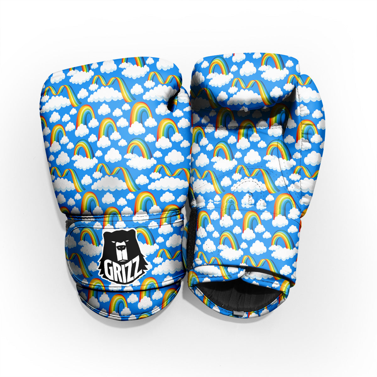 Rainbow And Clouds Blue Print Pattern Pro Boxing Glove