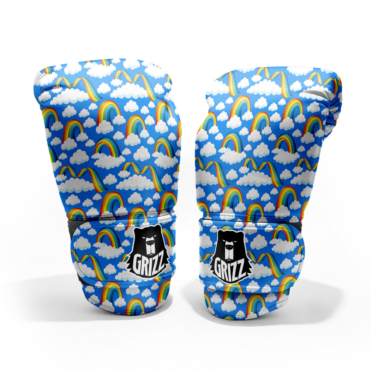 Rainbow And Clouds Blue Print Pattern Pro Boxing Glove