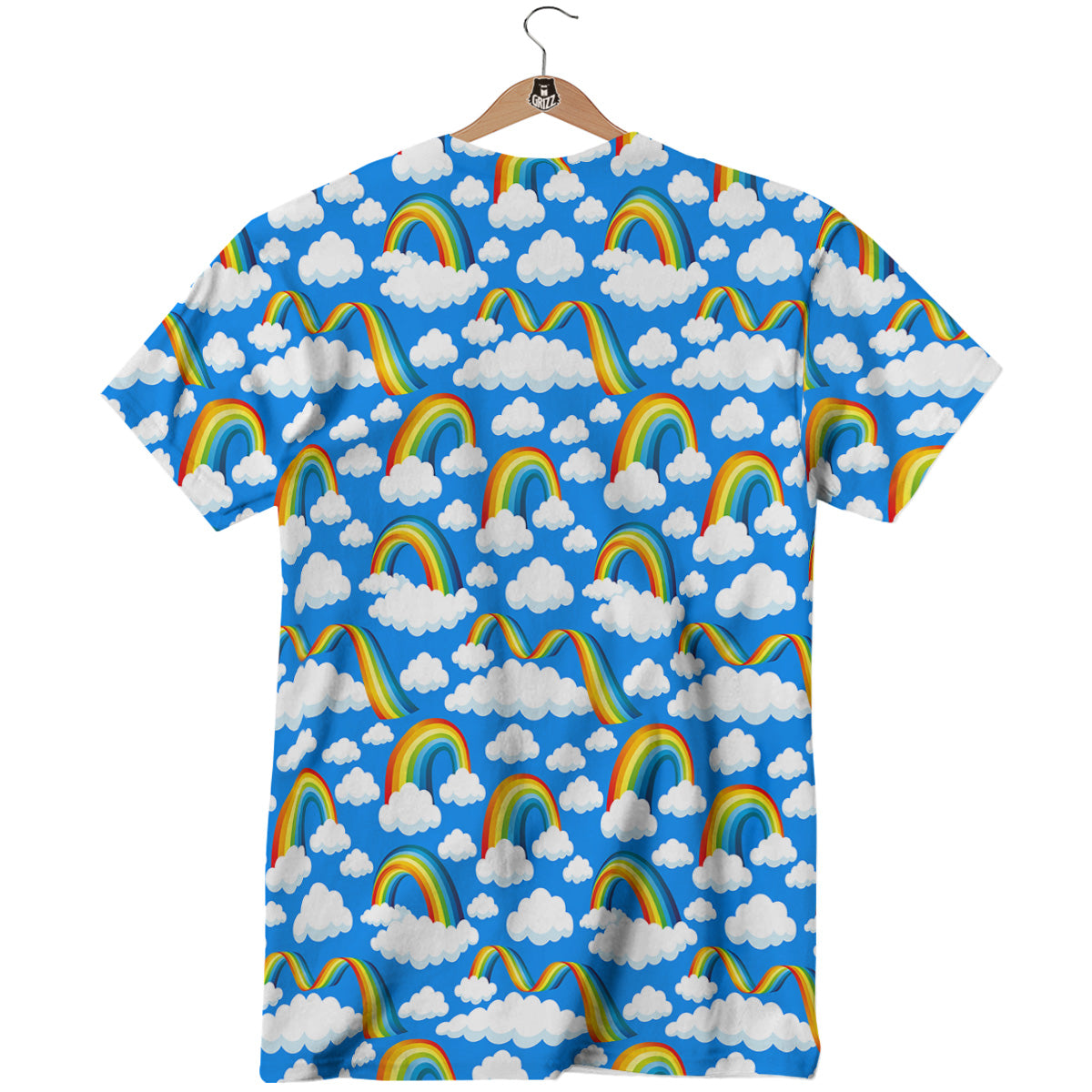 Rainbow And Clouds Blue Print Pattern T-Shirt-grizzshop