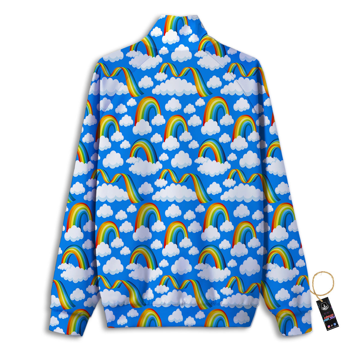 Rainbow And Clouds Blue Print Pattern Track Jacket-grizzshop