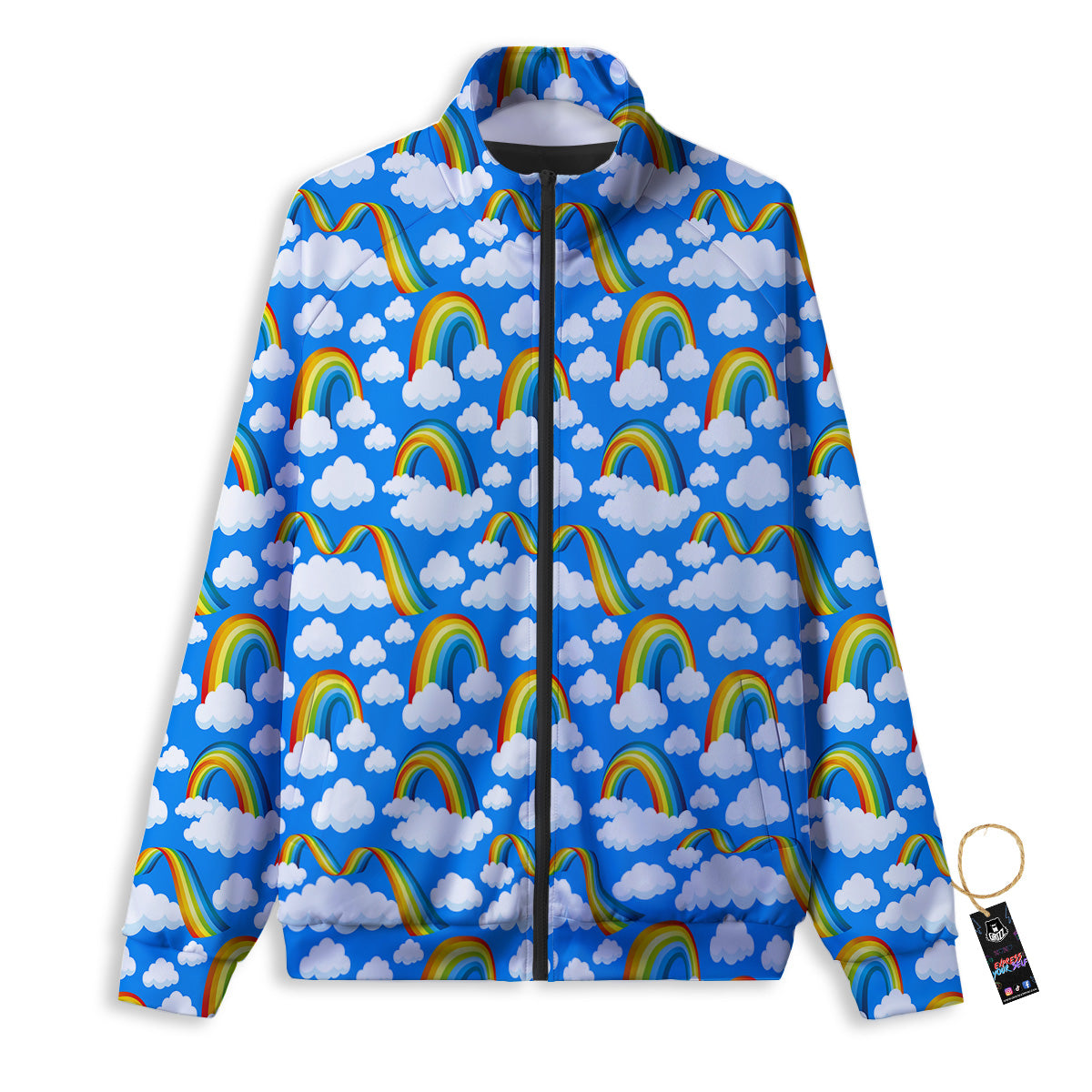 Rainbow And Clouds Blue Print Pattern Track Jacket-grizzshop