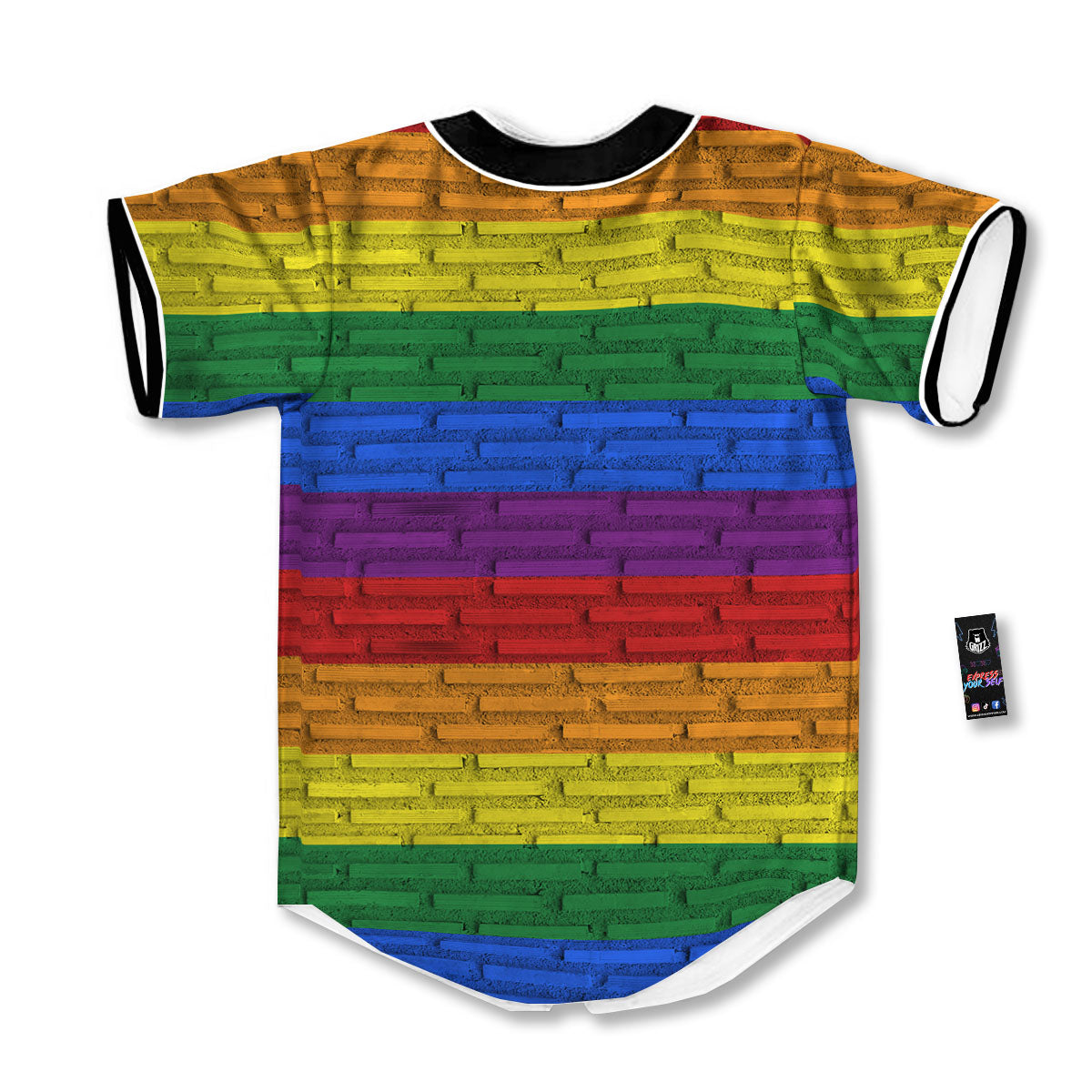 Rainbow Brick Wall LGBT Pride Print Baseball Jersey-grizzshop